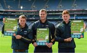 24 August 2015; Pictured are, from left, Waterford hurler Jake Dillon and Laois footballers Donie Kingston and Evan O'Carroll at the GAA Super Games Centre Research Results Launch which tackled drop out of youth players within the GAA. Croke Park, Dublin. Picture credit: Piaras Ó Mídheach / SPORTSFILE