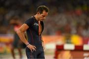 24 August 2015; Renaud Lavillenie of France following the Men's Pole Vault final. IAAF World Athletics Championships Beijing 2015 - Day 3, National Stadium, Beijing, China. Picture credit: Stephen McCarthy / SPORTSFILE