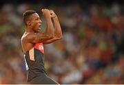 24 August 2015; Raphael Marcel Holzdeppe of Germany reacts after clearing 5.90m during the Men's Pole Vault final. IAAF World Athletics Championships Beijing 2015 - Day 3, National Stadium, Beijing, China. Picture credit: Stephen McCarthy / SPORTSFILE