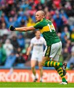 23 August 2015; Kerry captain Kieran Donaghy celebrates after kicking a point. GAA Football All-Ireland Senior Championship, Semi-Final, Kerry v Tyrone. Croke Park, Dublin. Picture credit: Ramsey Cardy / SPORTSFILE