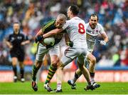 23 August 2015; Kieran Donaghy, Kerry, is tackled by Colm Cavanagh, Tyrone. GAA Football All-Ireland Senior Championship, Semi-Final, Kerry v Tyrone. Croke Park, Dublin. Picture credit: Ramsey Cardy / SPORTSFILE