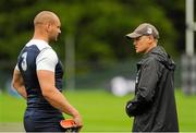 25 August 2015; Ireland's Dan Tuohy, left, talks with Head Coach Joe Schmidt during squad training. Ireland Rugby Squad Training. Carton House, Maynooth, Co. Kildare. Picture credit: Seb Daly / SPORTSFILE