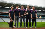 25 August 2015; Dublin Under 21 hurlers, from left, Mark McCallion, Caolán Conway, Robert Murphy, Cian MacGabhann, and Oisín O'Rorke, pictured at the launch of the One Direct Kilmacud Crokes All Ireland Hurling 7s Launch. Croke Park, Dublin. Photo by Sportsfile