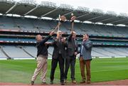 25 August 2015; At the launch of the One Direct Kilmacud Crokes All Ireland Hurling 7s are, from left, former Galway hurler Peter Murphy, former Kilkenny hurler Kevin Fennelly, former Galway hurler Noel Lane, and former Kilkernny hurler John Henderson, all of whom played in the 1987 All-Ireland Hurling Final. Croke Park, Dublin. Photo by Sportsfile