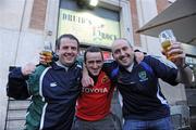 13 February 2009; Ireland rugby supporters and brothers, from left, Shane, Andrew and Steven Keown, from, Co. Fermanagh, outside the Druid's Rock Pub in Rome ahead of Ireland's RBS Six Nations Championship game against Italy on Sunday. Rome, Italy. Picture credit: Matt Browne / SPORTSFILE