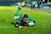 13 February 2009; Jonathan Sexton, Ireland A, goes over to score his side's first try. A International, Ireland A v Scotland A. RDS, Dublin. Picture credit: Stephen McCarthy / SPORTSFILE