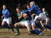 14 February 2009; Sinead Ryan, Ireland, is tackled by Maria Diletta Veronese and Valentina Schavon, Italy. Women's 6 Nations Rugby Championship, Italy v Ireland. Stadio Natali, Collefero, Rome, Italy. Picture credit: Matt Browne / SPORTSFILE