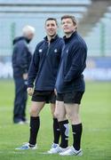 14 February 2009; Captain Brian O'Driscoll, right, and centre Paddy Wallace during the Ireland Rugby Captain's Run ahead of their RBS Six Nations Championship game against Italy on Sunday. Stadio Flaminio, Rome, Italy. Picture credit: Brendan Moran / SPORTSFILE