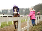 14 February 2009; Jessica Cuddy, aged 3, from Dublin, watches the runners and riders go to post for the Inistioge Beginners Steeplechase. Gowran Park, Co. Kilkenny. Picture credit: Pat Murphy / SPORTSFILE