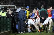 14 February 2009; Tempers flare during a second half incident invloving both sets of players, spilling to the touchline. Allianz GAA NFL Division 2 Round 2, Armagh v Laois, Athletic Grounds, Armagh. Picture credit: Oliver McVeigh / SPORTSFILE