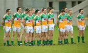 15 February 2009; The Offaly team stand for the National Anthem before the match. Allianz National Football League, Division 3, Round 2, Offaly v Longford, O'Connor Park, Tullamore, Co. Offaly. Picture credit: Brian Lawless / SPORTSFILE