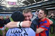 15 February 2009; Dripsey's David Foley, centre, celebrates with Willie Riordain, left, and John Carney after the game. AIB All-Ireland Junior Club Hurling Championship Final, Dripsey, Cork v Tullogher Roshercon, Kilkenny, Croke Park, Dublin. Picture credit: Ray Lohan / SPORTSFILE *** Local Caption ***