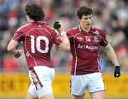 15 February 2009; Galway's Sean Armstrong, left,  celebrates after scoring a goal with team-mate Michael Meehan. Allianz National Football League, Division 1, Round 2, Galway v Dublin, Pearse Stadium, Galway. Picture credit: Ray Ryan / SPORTSFILE