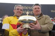 15 February 2009; Jockey Ruby Walsh with trainer Paul Nicholls after winning the Hennessy Cognac Gold Cup with Neptune Collonges. Leopardstown Racecourse, Dublin. Photo by Sportsfile