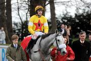 15 February 2009; Ruby Walsh enters the parade ring after winning the Hennessy Cognac Gold Cup on Neptune Collonges. Leopardstown Racecourse, Dublin. Photo by Sportsfile