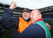 15 February 2009; Blarney Manager Tadgh Hurley, left, and coach Séan O'Brien celebrate after the final whistle. AIB All-Ireland Intermediate Club Hurling Championship Final, Blarney, Cork v Cappataggle, Galway, Croke Park, Dublin. Picture credit: Ray Lohan / SPORTSFILE *** Local Caption ***