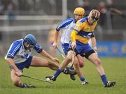 15 February 2009; Alan Markham, Clare, in action against Michael Walsh, left, and James Murray, Waterford. Allianz National Hurling League, Division 1, Round 2, Clare v Waterford, Cusack Park, Ennis, Co. Clare. Picture credit: Pat Murphy / SPORTSFILE