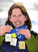 14 February 2009; Lorraine Whelan, TEAM Ireland, sponsored by eircom, from Delgany, Co. Wicklow, who won a total of two Gold and a Silver medal in the Intermediate Giant Slalom Events at the Boise-Bogus Basin Mountain Recreation Area. 2009 Special Olympics World Winter Games, Boise, Idaho, USA. Picture credit: Ray McManus / SPORTSFILE