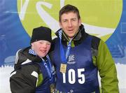 14 February 2009; Ryan Hill, right, two Gold medals, from Richill, Co Armagh, and Ben Purcell, who won a Gold medal, from Dalkey, Co Dublin, both members of TEAM Ireland, sponsored by eircom, who won a total of five Gold, four Silver and five Bronze medals at the Boise-Bogus Basin Mountain Recreation Area. 2009 Special Olympics World Winter Games, Boise, Idaho, USA. Picture credit: Ray McManus / SPORTSFILE