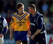 14 October 2000; Kieran McGeeney of Na Fianna, left, has words with manager Paul Caffrey during the Evening Herald Dublin Senior Football Championship Final match between Na Fianna and Kilmacud Crokes at Parnell Park in Dublin. Photo by Brendan Moran/Sportsfile