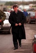 17 October 2000; A demonstration was held at The Curragh Racecourse today to highlight the fact that the Turf Club stands in the way of securing the future for racing. Attendees included stable and stud employees, trainers, jockeys, owners, breeders, farriers and racecourse representatives. Pictured is trainer JP McManus during the protest at The Curragh Racecourse in Kildare. Photo by Damien Eagers/Sportsfile