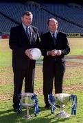 19 October 2000; Allianz, the world's largest insurer, today announced it has assumed brand sponsorship of the National Football and Hurling Leagues, from it’s subsidiary Church & General. Pictured at the announcement are Uachtarán Chumann Lúthchleas Gael Seán McCague, left, and Donal Bollard, Customer Relationship Manager, Allianz, at Croke Park in Dublin. Photo by Ray McManus/Sportsfile