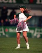13 October 2000; A cheerleader performs during the Heineken Cup Pool 1 match between Leinster and Biarritz at Donnybrook Stadium in Dublin. Photo by Brendan Moran/Sportsfile