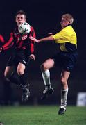 20 October 2000; Trevor Molloy of Bohemians in action against Gavin Dykes of Finn Harps during the Eircom League Premier Division match between Bohemians and Finn Harps at Dalymount Park in Dublin. Photo by Ray McManus/Sportsfile