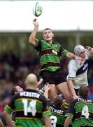 21 October 2000; Oliver Brouzet of Northampton Saints wins the ball in the line-out ahead of Malcolm O'Kelley of Leinster during the Heineken Cup Pool 1 match between Northampton Saints and Leinster at Franklin's Gardens in Northampton, England. Photo by Matt Browne/Sportsfile