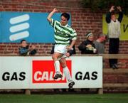 22 October 2000; Jason Colwell of Shamrock Rovers celebrates after scoring his side's first goal during the Eircom League Premier Division match between UCD and Shamrock Rovers at Belfield Park in Dublin. Photo by Ray Lohan/Sportsfile