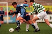 22 October 2000; Kevin Grogan of UCD in action against Terry Palmer of Shamrock Rovers during the Eircom League Premier Division match between UCD and Shamrock Rovers at Belfield Park in Dublin. Photo by Ray Lohan/Sportsfile