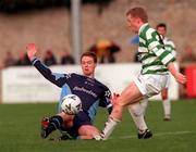 22 October 2000; Tony McDonnell of UCD in action against Sean Francis of Shamrock Rovers during the Eircom League Premier Division match between UCD and Shamrock Rovers at Belfield Park in Dublin. Photo by Ray Lohan/Sportsfile