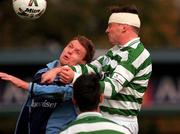 22 October 2000; Gareth Cronin of Shamrock Rovers in action against Tony McDonnell of UCD during the Eircom League Premier Division match between UCD and Shamrock Rovers at Belfield Park in Dublin. Photo by Ray Lohan/Sportsfile