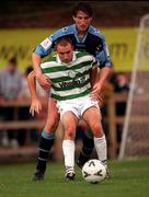 22 October 2000; Tony Grant of Shamrock Rovers in action against Clive Delaney of UCD during the Eircom League Premier Division match between UCD and Shamrock Rovers at Belfield Park in Dublin. Photo by Ray Lohan/Sportsfile