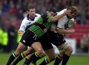 21 October 2000; Bob Casey of Leinster is tackled by Budge Pountey of Northampton Saints during the Heineken Cup Pool 1 match between Northampton Saints and Leinster at Franklin's Gardens in Northampton, England. Photo by Matt Browne/Sportsfile