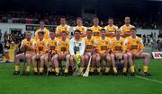 9 July 2000; The Antrim panel prior to the Guinnness Ulster Senior Hurling Championship Final match between Derry and Antrim at Casement Park in Belfast. Photo by Aoife Rice/Sportsfile