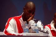 16 September 2000; USA Basketball player Kevin Garnett during a press conference at the Media and Press Centre, Sydney Olympic Park in Sydney, Australia. Photo by Brendan Moran/Sportsfile