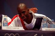 16 September 2000; USA Basketball player Kevin Garnett during a press conference at the Media and Press Centre, Sydney Olympic Park in Sydney, Australia. Photo by Brendan Moran/Sportsfile