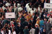 15 September 2000; The Ireland Olympic Team in the stadium during the Opening Ceremony of the XXVII Olympic Games at Stadium Australia in the Sydney Olympic Park, Homebush Bay, Sydney, Australia. Photo by Brendan Moran/Sportsfile