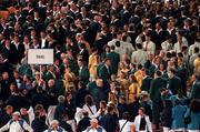 15 September 2000; The Ireland Olympic Team in the stadium during the Opening Ceremony of the XXVII Olympic Games at Stadium Australia in the Sydney Olympic Park, Homebush Bay, Sydney, Australia. Photo by Brendan Moran/Sportsfile