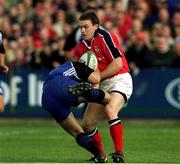 21 October 2000; John Kelly of Munster in action against Matt Perry of Bath during the Heineken Cup Pool 4 match between Munster and Bath at Thomond Park in Limerick. Photo by Damien Eagers/Sportsfile