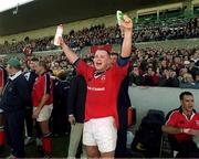 21 October 2000; Frank Sheahan of Munster celebrates following his side's victory during the Heineken Cup Pool 4 match between Munster and Bath at Thomond Park in Limerick. Photo by Brendan Moran/Sportsfile