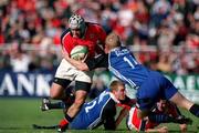 21 October 2000; Mike Mullins of Munster in action against Iain Balshan of Bath during the Heineken Cup Pool 4 match between Munster and Bath at Thomond Park in Limerick. Photo by Brendan Moran/Sportsfile