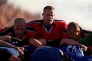 21 October 2000; Munster back row, from left, John Hayes, Frank Sheahan and Peter Clohessy during the Heineken Cup Pool 4 match between Munster and Bath at Thomond Park in Limerick. Photo by Brendan Moran/Sportsfile