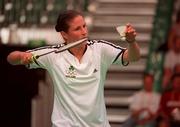 17 September 2000; Sonia McGinn of Ireland during her Women's Badminton Singles Round of 32 match against Mia Audina Tjiptawan of Netherlands at the Dome and Exhibition Complex in the Sydney Olympic Park, Homebush Bay, Sydney, Australia. Photo by Brendan Moran/Sportsfile