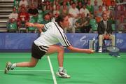 17 September 2000; Sonia McGinn of Ireland during her Women's Badminton Singles Round of 32 match against Mia Audina Tjiptawan of Netherlands at the Dome and Exhibition Complex in the Sydney Olympic Park, Homebush Bay, Sydney, Australia. Photo by Brendan Moran/Sportsfile