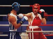 19 September 2000; Michael Roche of Ireland, right, in action against Firat Karagollu of Turkey during their Men's Light middleweight 71kg first round bout at the Sydney Convention and Exhibition Centre in Darling Harbour, Sydney, Australia. Photo by Brendan Moran/Sportsfile