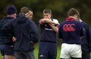 27 October 2000; Ronan O'Gara, centre, during a Munster Rugby training session at the Redwood Hotel and Country Club training grounds in Bristol, England. Photo by Matt Browne/Sportsfile