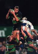 27 October 2000; Jon Philips of Northampton Saints wins the line-out ahead of Robert Casey of Leinster during the Heineken Cup Pool 1 match between Leinster and Northampton Saints at Donnybrook Stadium in Dublin. Photo by Aoife Rice/Sportsfile
