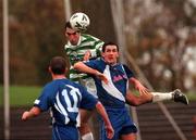 29 October 2000; Shamrock Rovers of Terry Palmer in action against Stephen Parkhouse of Derry City during the Eircom League Premier Division match between Shamrock Rovers and Derry City at Morton Stadium in Dublin. Photo by Ray Lohan/Sportsfile